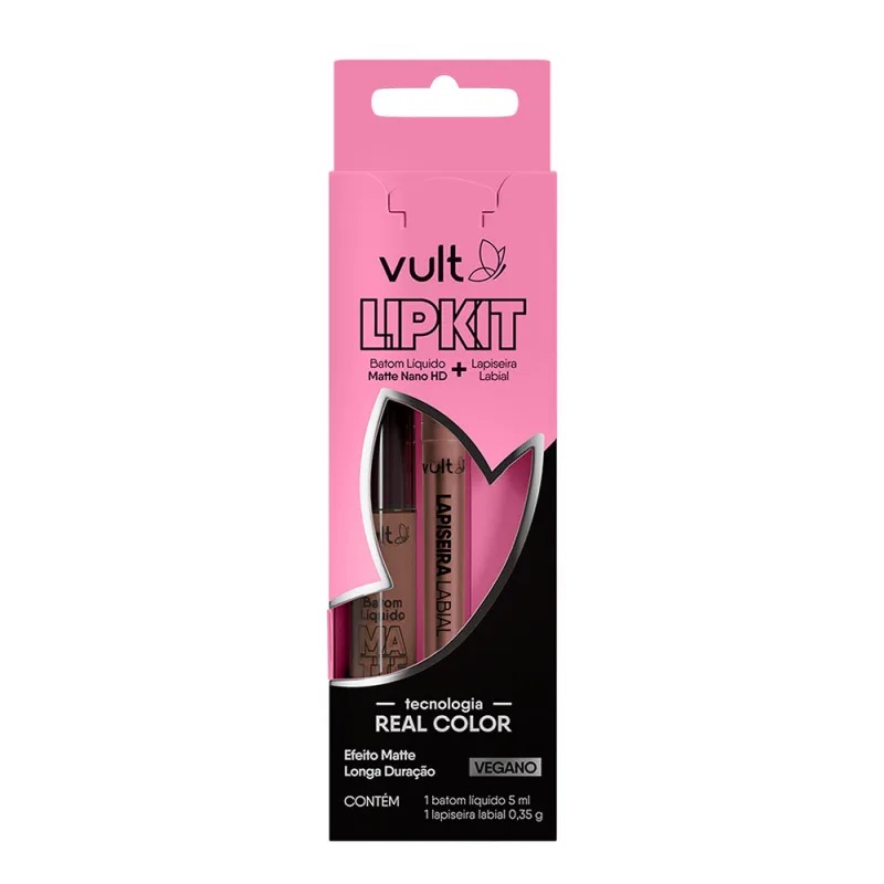 LipKit Vult: Batom Líquido Matte Bronze + Lapiseira Labial