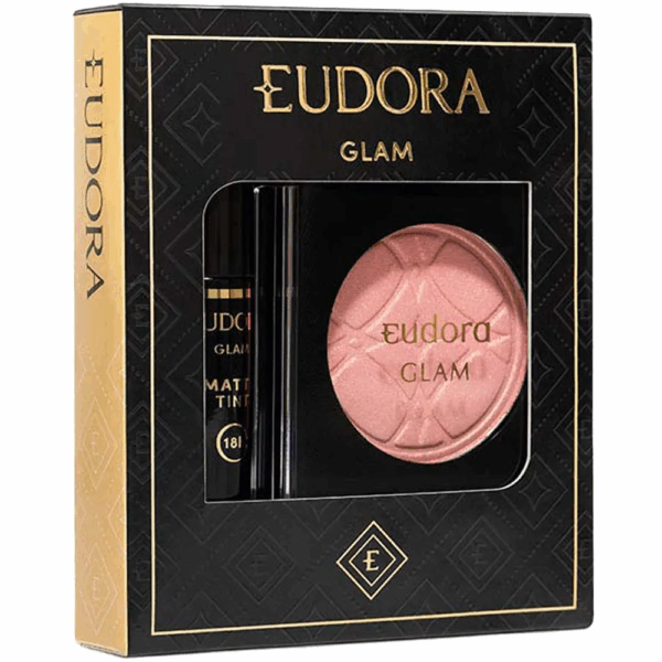 Eudora Glam - Batom Líquido Bordô Intenso + Blush Peach Bellini - Kit