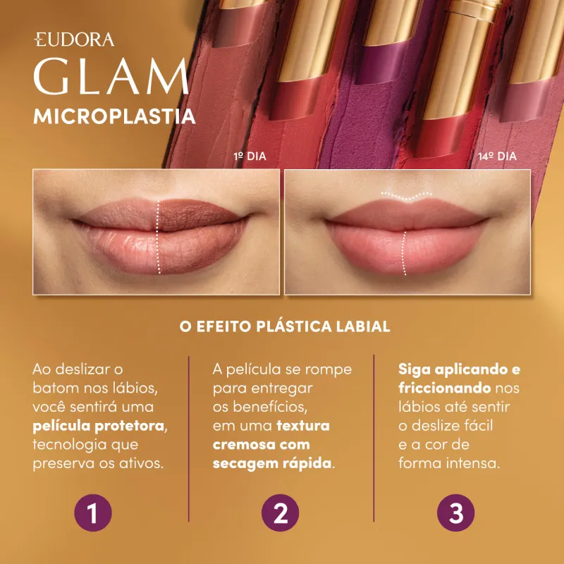 Batom Eudora Glam Micro Plastia – Scarlet Absoluto