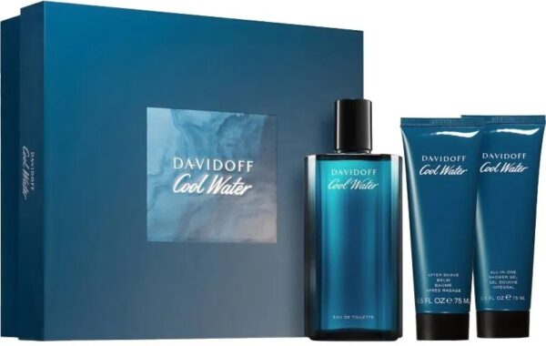 Davidoff Cool Water EDT 125ml + Shower Gel 75ml + Balm 75ml - Perfume Masculino