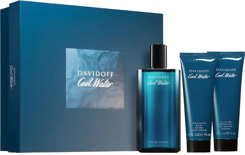 Davidoff Cool Water EDT 125ml + Shower Gel 75ml + Balm 75ml – Perfume Masculino