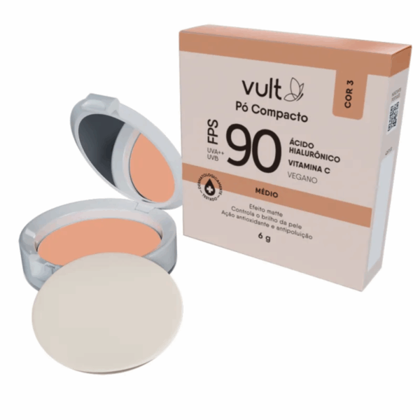 Vult Pó Compacto Facial Médio Cor 3 FPS 90 - 6g - Imagem 2