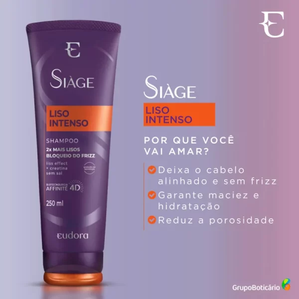 Eudora Siàge Liso Intenso Shampoo - 250ml - Imagem 2